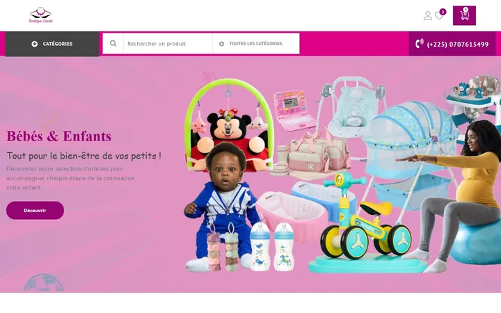 Page d’accueil de Boutique Zeinab