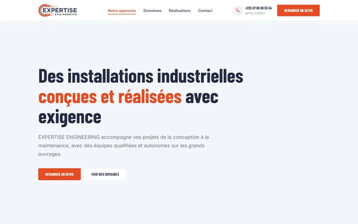 Page d’accueil de Expertise Engineering