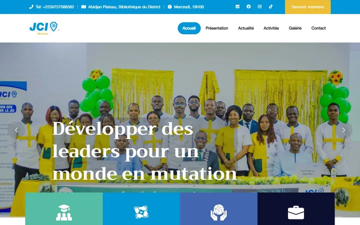 Page d’accueil de JCI Nirvana